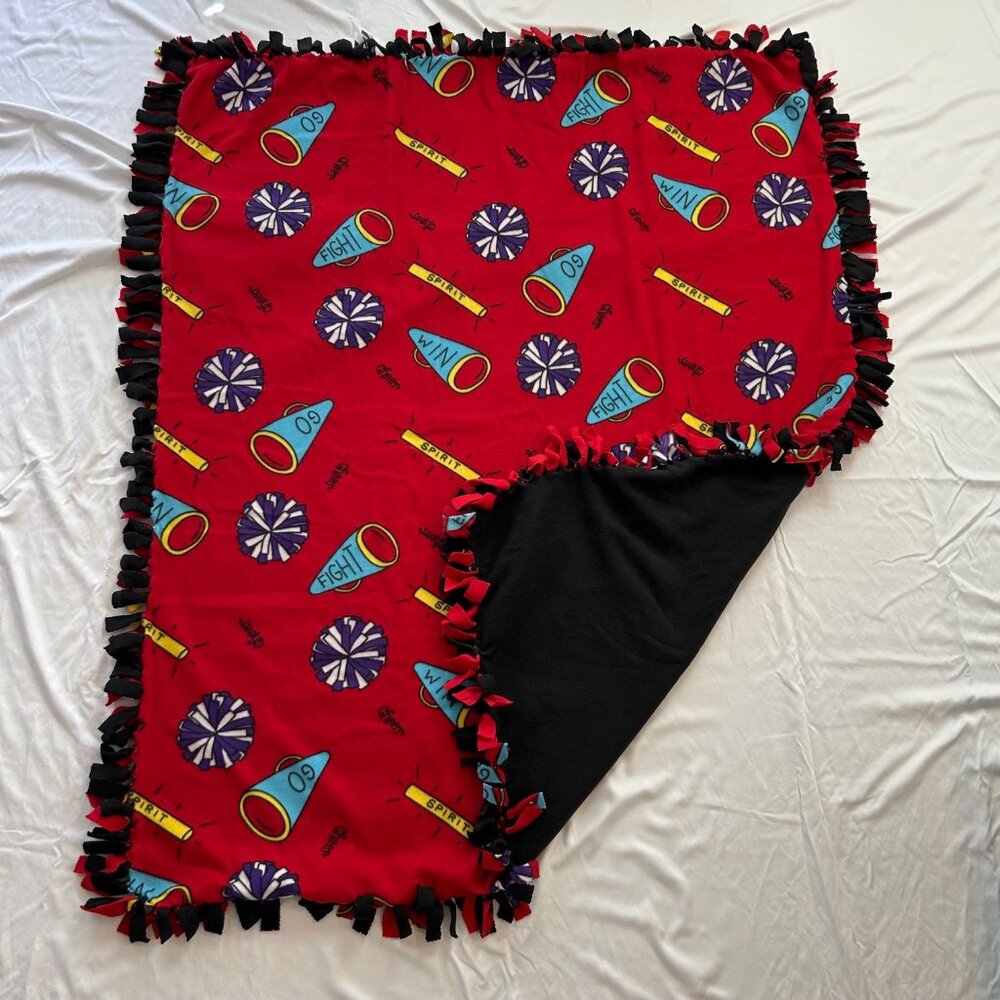Handmade Soft Reversable Soft Tie Large Throw Fleece Blanket "School Spirit"